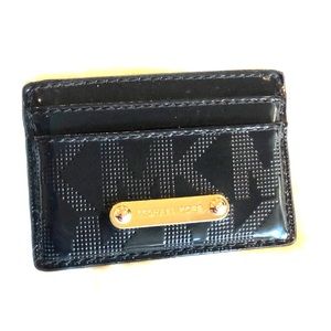 MK black and gold mini wallet card holder
